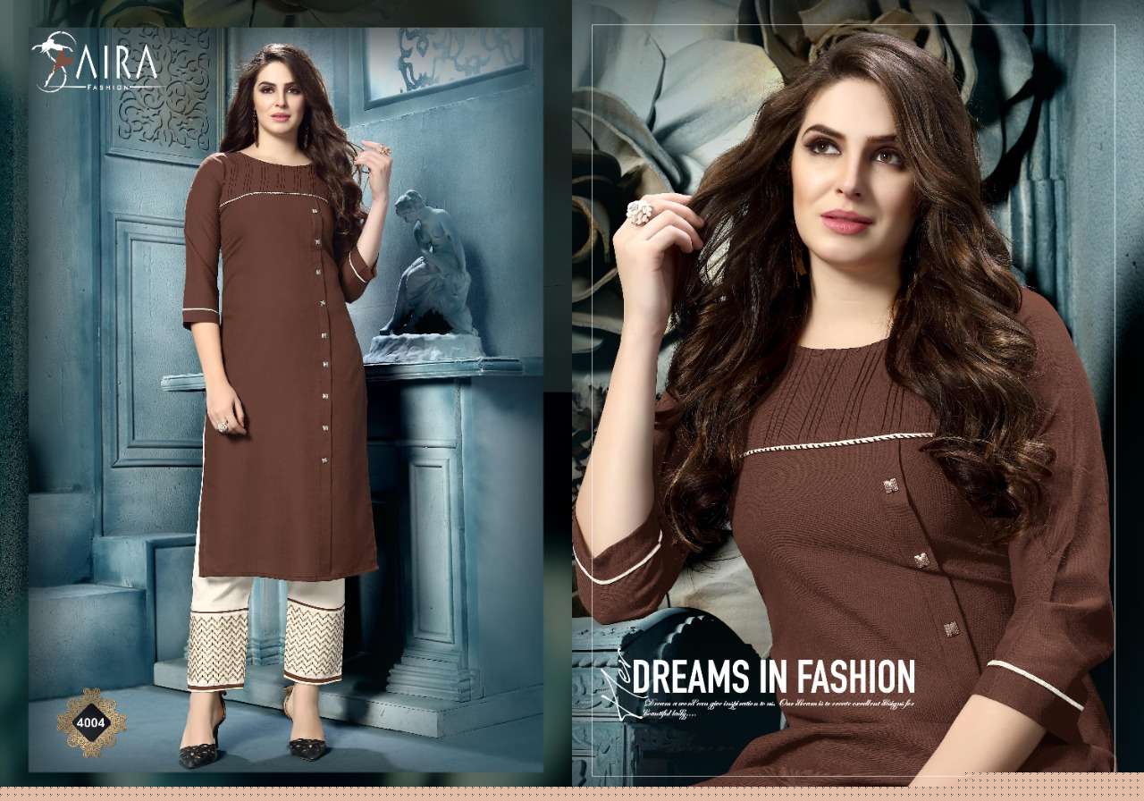 SAIRA VOL-4 BY SAIRA FASHION 4001 TO 4006 SERIES STYLISH FANCY BEAUTIFUL COLORFUL CASUAL WEAR & ETHNIC WEAR RUBBY COTTON KURTIS WITH BOTTOM AT WHOLESALE PRICE
