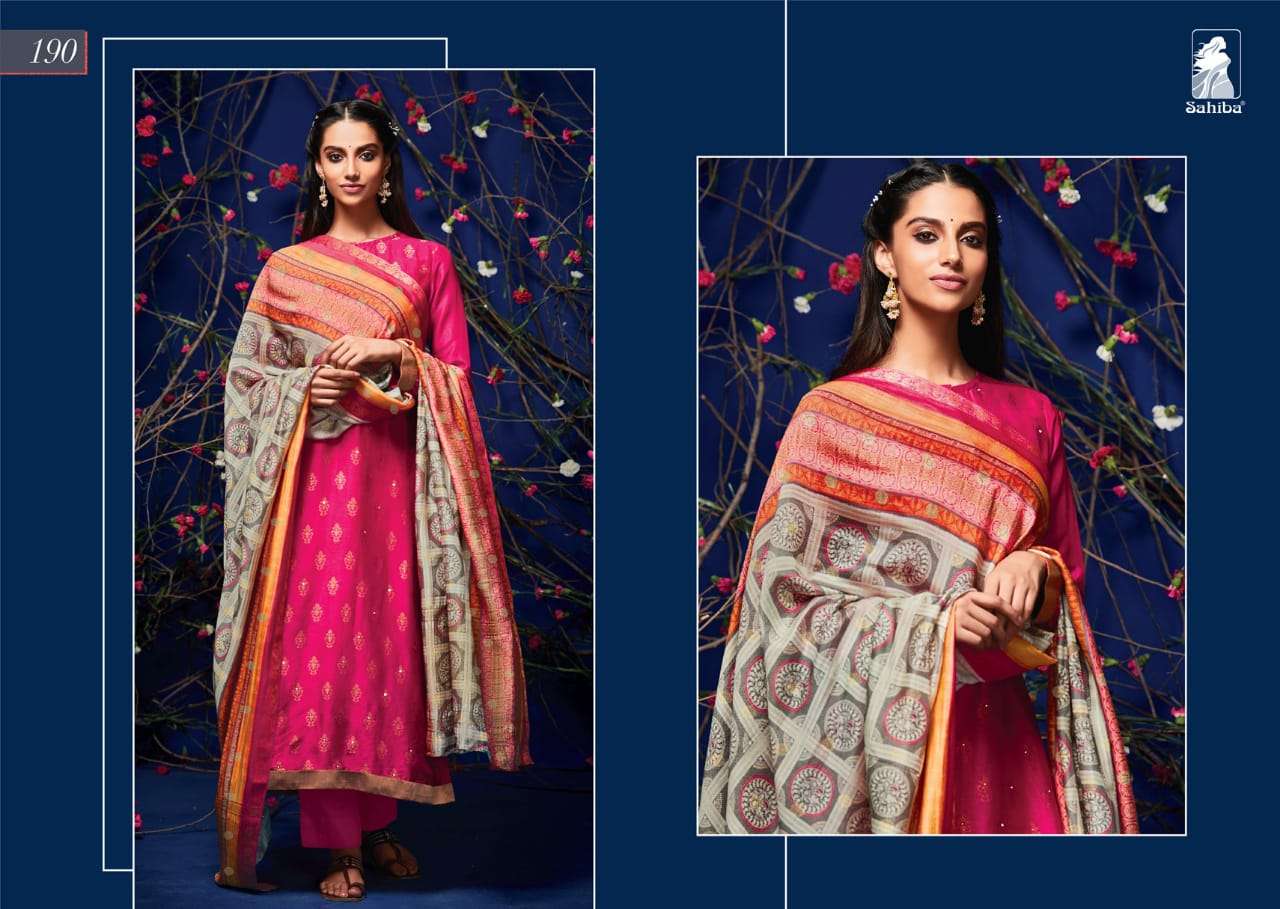 MAGNUS BY SAHIBA FABRICS BEAUTIFUL SUITS STYLISH BEAUTIFUL COLOURFUL PRINTED & EMBROIDERED PARTY WEAR & OCCASIONAL WEAR PURE SILK WITH HANDWORK DRESSES AT WHOLESALE PRICE