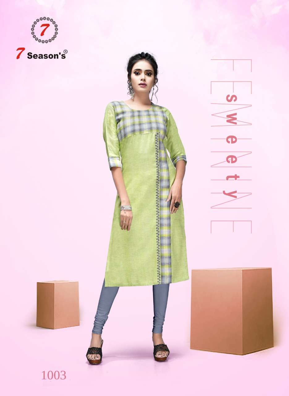 GOLD BY 7 SEASON 1001 TO 1004 SERIES BEAUTIFUL COLORFUL STYLISH FANCY CASUAL WEAR & ETHNIC WEAR & READY TO WEAR COTTON KURTIS AT WHOLESALE PRICE