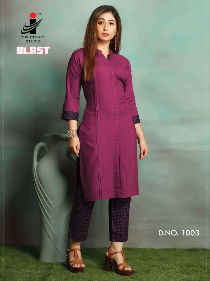 BLAST BY THE ETHNIC STUDIO 1001 TO 1008 SERIES BEAUTIFUL COLORFUL STYLISH FANCY CASUAL WEAR & ETHNIC WEAR & READY TO WEAR HEAVY RAYON KURTIS AT WHOLESALE PRICE