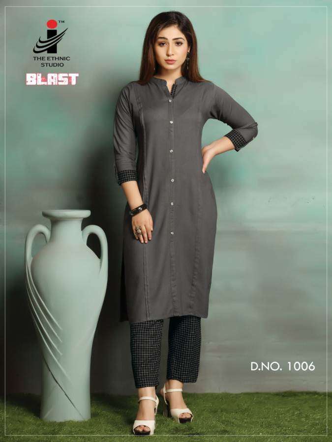BLAST BY THE ETHNIC STUDIO 1001 TO 1008 SERIES BEAUTIFUL COLORFUL STYLISH FANCY CASUAL WEAR & ETHNIC WEAR & READY TO WEAR HEAVY RAYON KURTIS AT WHOLESALE PRICE