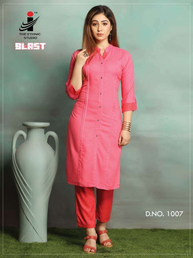 BLAST BY THE ETHNIC STUDIO 1001 TO 1008 SERIES BEAUTIFUL COLORFUL STYLISH FANCY CASUAL WEAR & ETHNIC WEAR & READY TO WEAR HEAVY RAYON KURTIS AT WHOLESALE PRICE