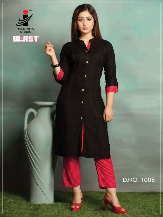 BLAST BY THE ETHNIC STUDIO 1001 TO 1008 SERIES BEAUTIFUL COLORFUL STYLISH FANCY CASUAL WEAR & ETHNIC WEAR & READY TO WEAR HEAVY RAYON KURTIS AT WHOLESALE PRICE
