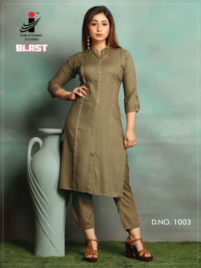 BLAST BY THE ETHNIC STUDIO 1001 TO 1008 SERIES BEAUTIFUL COLORFUL STYLISH FANCY CASUAL WEAR & ETHNIC WEAR & READY TO WEAR HEAVY RAYON KURTIS AT WHOLESALE PRICE