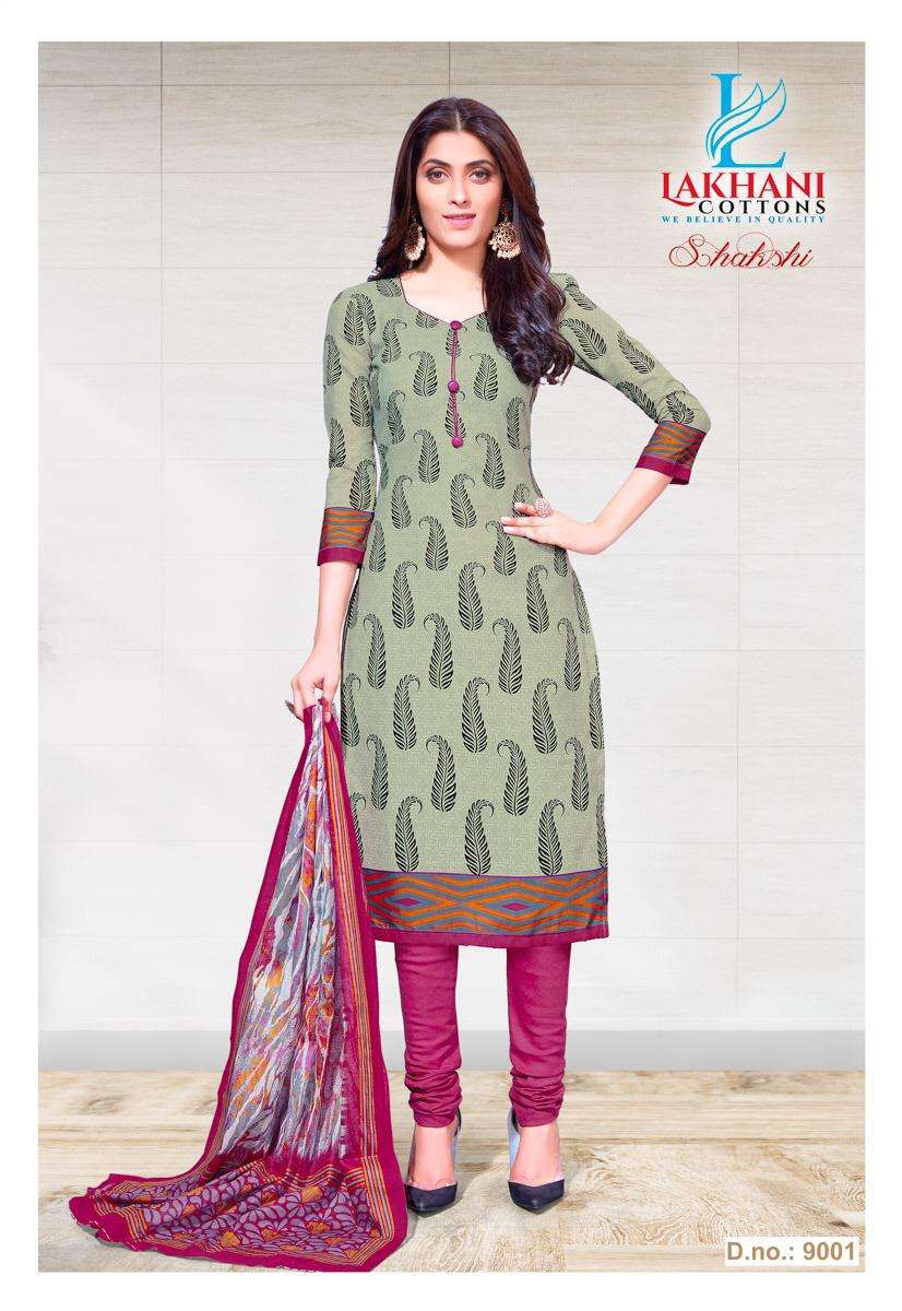 SAKSHI VOL-9 BY LAKHANI COTTON 9001 TO 9012 SERIES DESIGNER FESTIVE SUITS COLLECTION BEAUTIFUL STYLISH FANCY COLORFUL PARTY WEAR & OCCASIONAL WEAR COTTON PRINTED DRESSES AT WHOLESALE PRICE