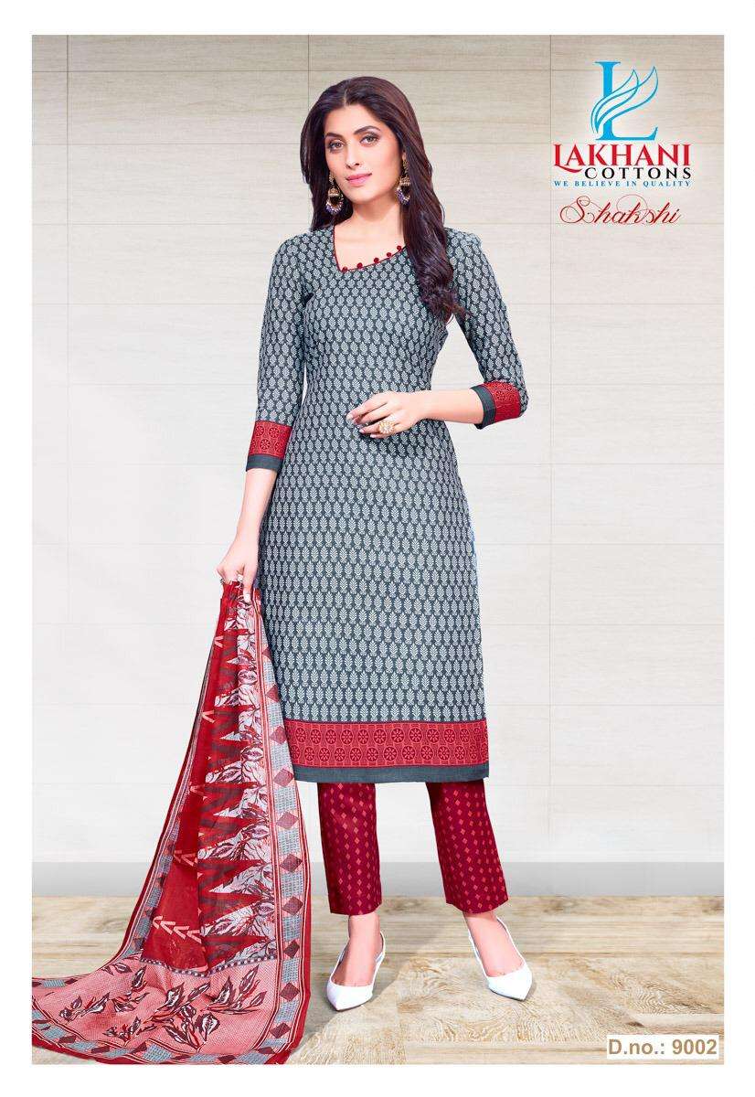 SAKSHI VOL-9 BY LAKHANI COTTON 9001 TO 9012 SERIES DESIGNER FESTIVE SUITS COLLECTION BEAUTIFUL STYLISH FANCY COLORFUL PARTY WEAR & OCCASIONAL WEAR COTTON PRINTED DRESSES AT WHOLESALE PRICE