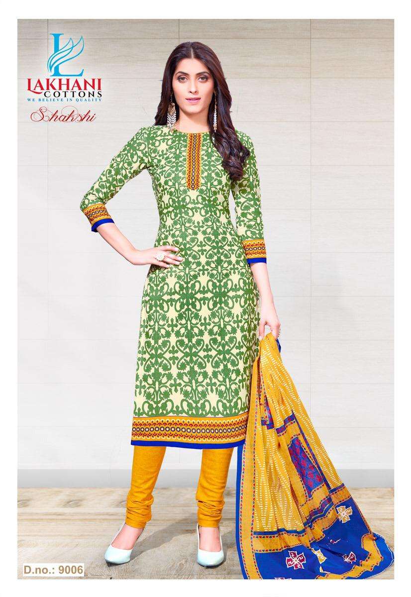 SAKSHI VOL-9 BY LAKHANI COTTON 9001 TO 9012 SERIES DESIGNER FESTIVE SUITS COLLECTION BEAUTIFUL STYLISH FANCY COLORFUL PARTY WEAR & OCCASIONAL WEAR COTTON PRINTED DRESSES AT WHOLESALE PRICE
