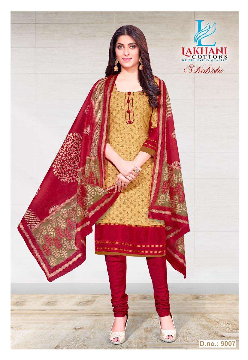 SAKSHI VOL-9 BY LAKHANI COTTON 9001 TO 9012 SERIES DESIGNER FESTIVE SUITS COLLECTION BEAUTIFUL STYLISH FANCY COLORFUL PARTY WEAR & OCCASIONAL WEAR COTTON PRINTED DRESSES AT WHOLESALE PRICE