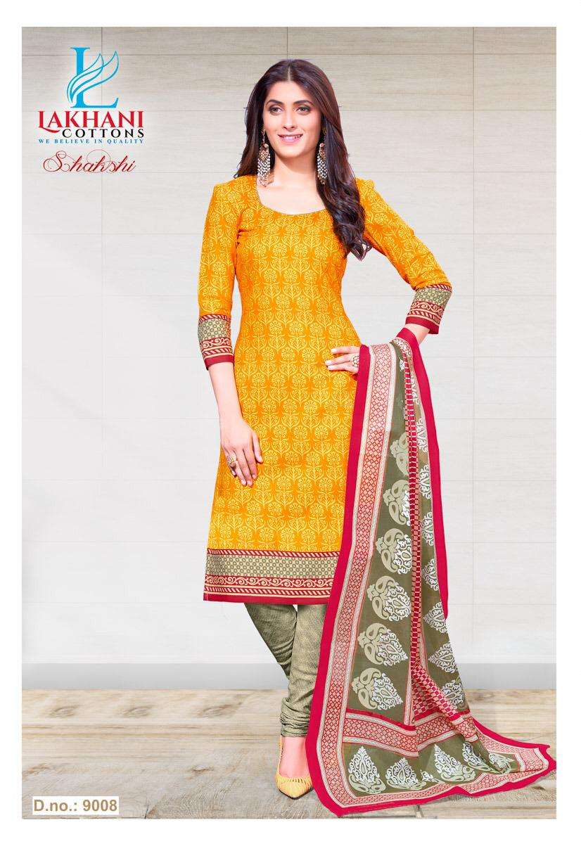 SAKSHI VOL-9 BY LAKHANI COTTON 9001 TO 9012 SERIES DESIGNER FESTIVE SUITS COLLECTION BEAUTIFUL STYLISH FANCY COLORFUL PARTY WEAR & OCCASIONAL WEAR COTTON PRINTED DRESSES AT WHOLESALE PRICE