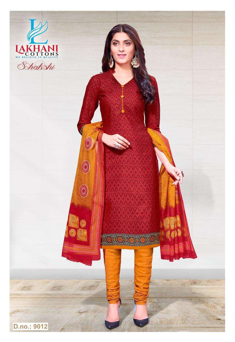 SAKSHI VOL-9 BY LAKHANI COTTON 9001 TO 9012 SERIES DESIGNER FESTIVE SUITS COLLECTION BEAUTIFUL STYLISH FANCY COLORFUL PARTY WEAR & OCCASIONAL WEAR COTTON PRINTED DRESSES AT WHOLESALE PRICE