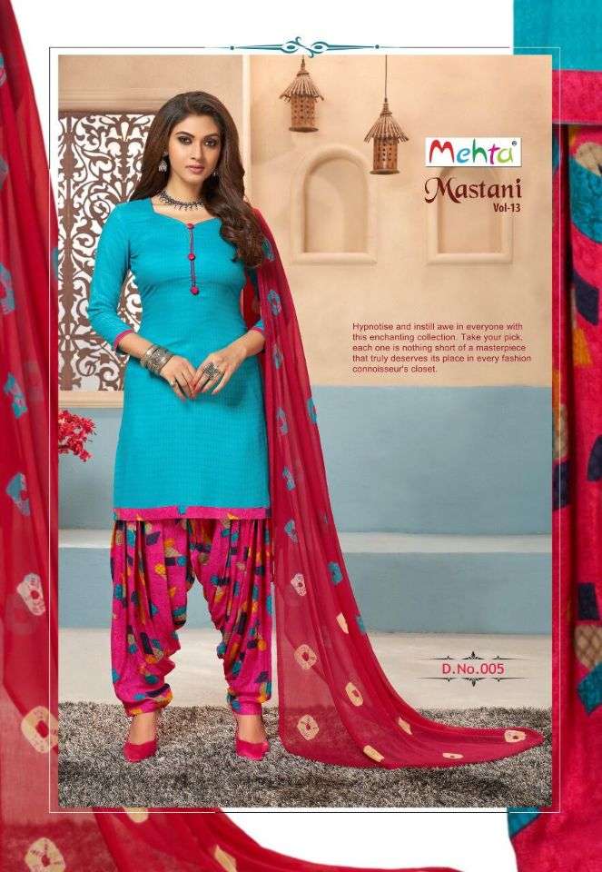 MASTANI VOL-13 BY MEHTA 001 TO 008 SERIES DESIGNER FESTIVE SUITS COLLECTION BEAUTIFUL STYLISH FANCY COLORFUL PARTY WEAR & OCCASIONAL WEAR RAYON SLEF PRINTED DRESSES AT WHOLESALE PRICE