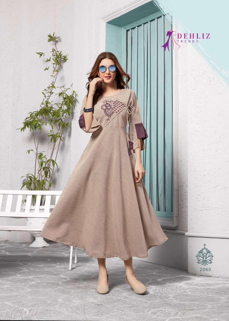 LICHI BY DEHLIZ TRENDZ 2060 TO 2064 SERIES BEAUTIFUL COLORFUL STYLISH FANCY CASUAL WEAR & ETHNIC WEAR & READY TO WEAR HEAVY IMPORTED SLUB DYED KURTIS AT WHOLESALE PRICE