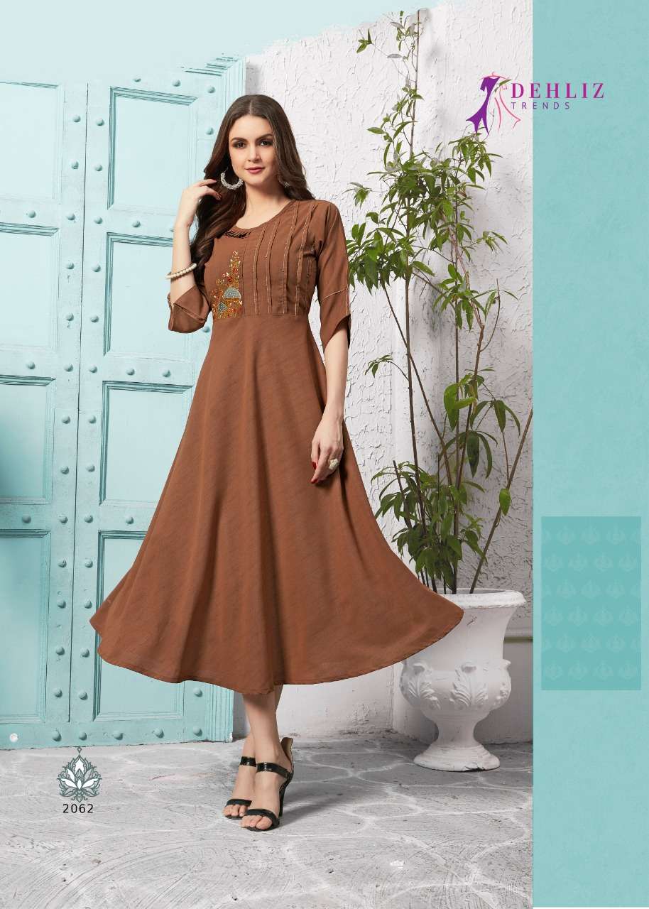 LICHI BY DEHLIZ TRENDZ 2060 TO 2064 SERIES BEAUTIFUL COLORFUL STYLISH FANCY CASUAL WEAR & ETHNIC WEAR & READY TO WEAR HEAVY IMPORTED SLUB DYED KURTIS AT WHOLESALE PRICE