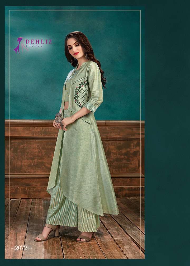 SELFIE VOL-3 BY DEHLIZ TRENDZ 2071 TO 2075 SERIES BEAUTIFUL COLORFUL STYLISH FANCY CASUAL WEAR & ETHNIC WEAR & READY TO WEAR LINEN SILK WITH FOIL KURTIS AT WHOLESALE PRICE