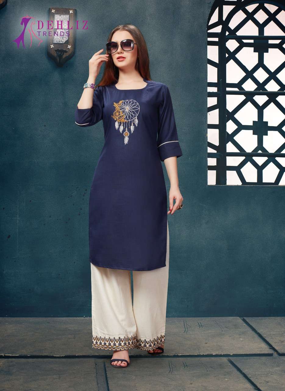 GRACE BY DEHLIZ TRENDZ 3014 TO 3019 SERIES BEAUTIFUL COLORFUL STYLISH FANCY CASUAL WEAR & ETHNIC WEAR & READY TO WEAR MAGIC SLUB WITH HANDWORK KURTIS AT WHOLESALE PRICE