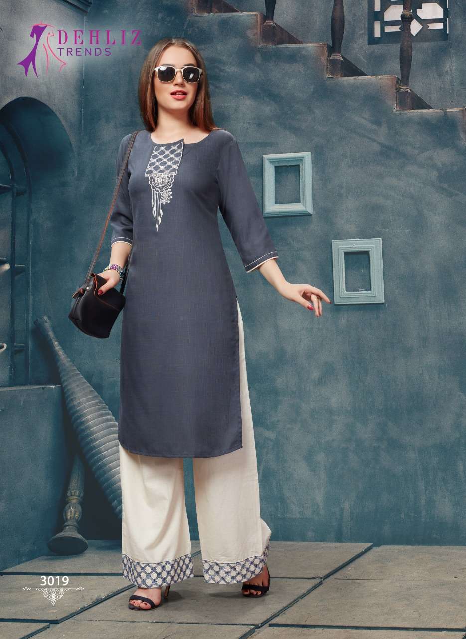 GRACE BY DEHLIZ TRENDZ 3014 TO 3019 SERIES BEAUTIFUL COLORFUL STYLISH FANCY CASUAL WEAR & ETHNIC WEAR & READY TO WEAR MAGIC SLUB WITH HANDWORK KURTIS AT WHOLESALE PRICE