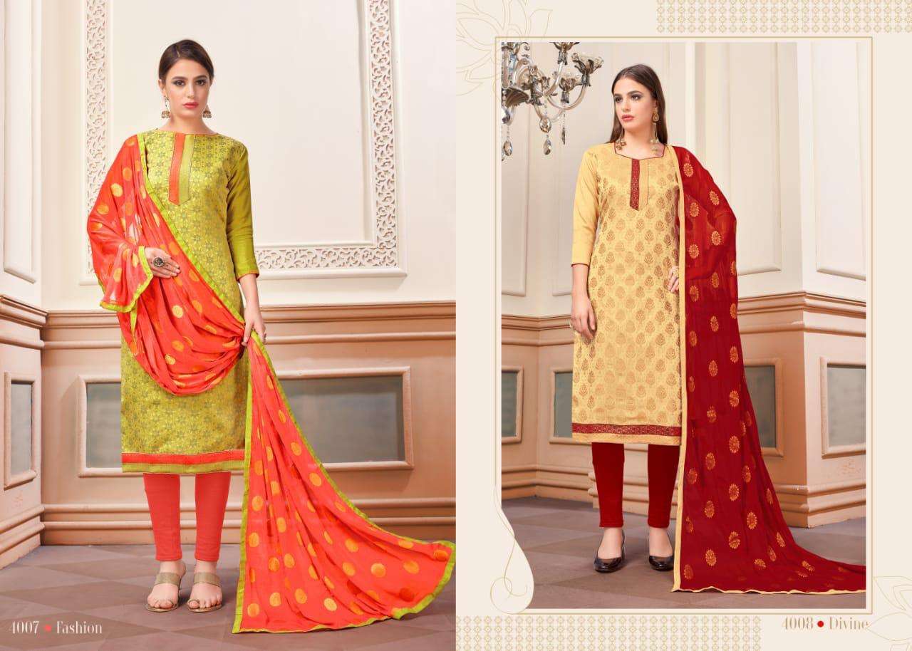 GLAMOUR VOL-4 BY AMIT FASHION 4001 TO 4012 SERIES DESIGNER FESTIVE SUITS COLLECTION BEAUTIFUL STYLISH FANCY COLORFUL PARTY WEAR & OCCASIONAL WEAR PURE BANARASI DRESSES AT WHOLESALE PRICE