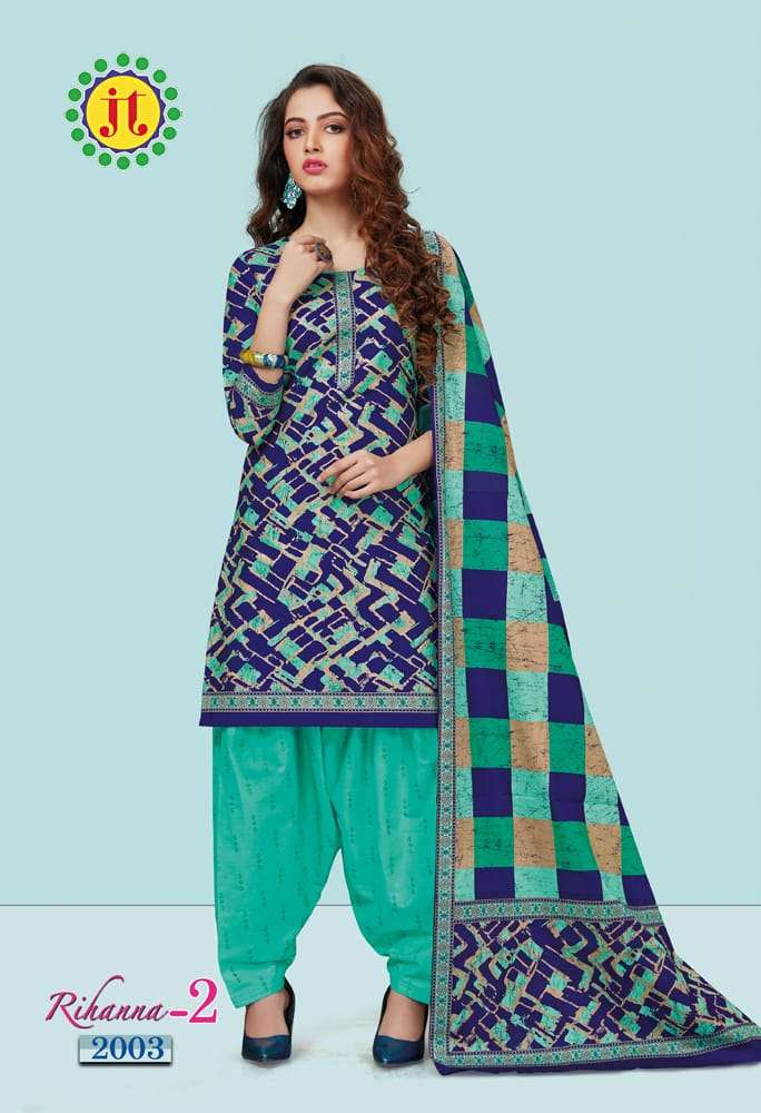 RIHANNA VOL-2 BY JT 2001 TO 2015 SERIES DESIGNER FESTIVE SUITS COLLECTION BEAUTIFUL STYLISH FANCY COLORFUL PARTY WEAR & OCCASIONAL WEAR COTTON PRINTED DRESSES AT WHOLESALE PRICE