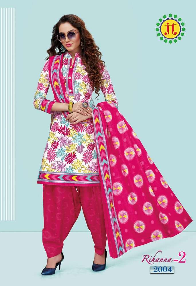 RIHANNA VOL-2 BY JT 2001 TO 2015 SERIES DESIGNER FESTIVE SUITS COLLECTION BEAUTIFUL STYLISH FANCY COLORFUL PARTY WEAR & OCCASIONAL WEAR COTTON PRINTED DRESSES AT WHOLESALE PRICE