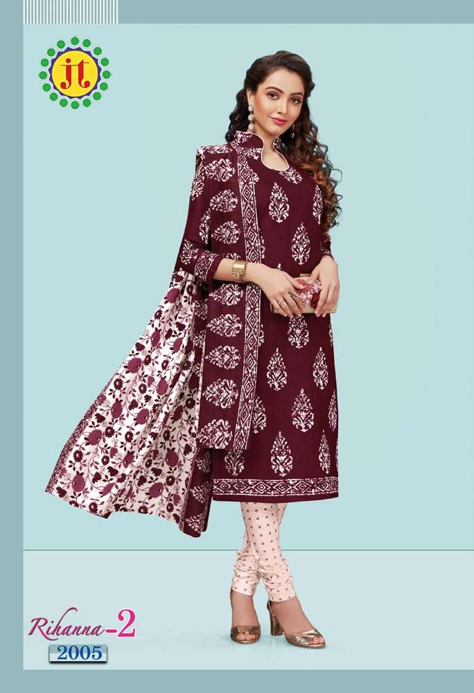 RIHANNA VOL-2 BY JT 2001 TO 2015 SERIES DESIGNER FESTIVE SUITS COLLECTION BEAUTIFUL STYLISH FANCY COLORFUL PARTY WEAR & OCCASIONAL WEAR COTTON PRINTED DRESSES AT WHOLESALE PRICE