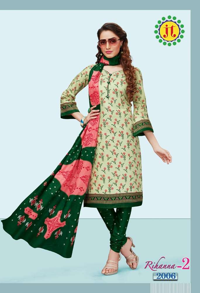 RIHANNA VOL-2 BY JT 2001 TO 2015 SERIES DESIGNER FESTIVE SUITS COLLECTION BEAUTIFUL STYLISH FANCY COLORFUL PARTY WEAR & OCCASIONAL WEAR COTTON PRINTED DRESSES AT WHOLESALE PRICE