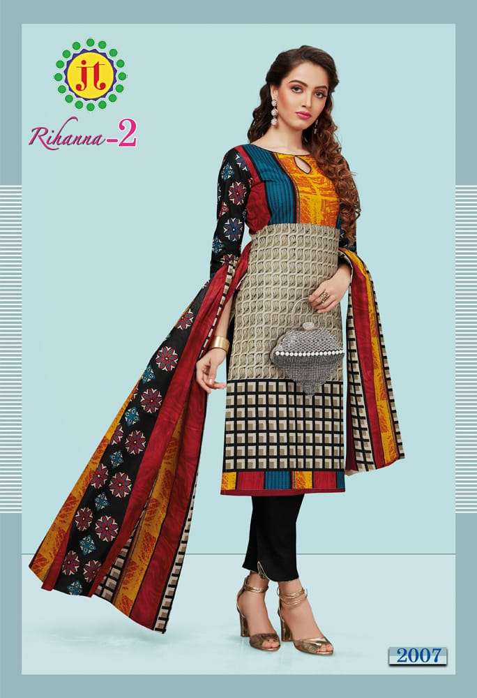 RIHANNA VOL-2 BY JT 2001 TO 2015 SERIES DESIGNER FESTIVE SUITS COLLECTION BEAUTIFUL STYLISH FANCY COLORFUL PARTY WEAR & OCCASIONAL WEAR COTTON PRINTED DRESSES AT WHOLESALE PRICE