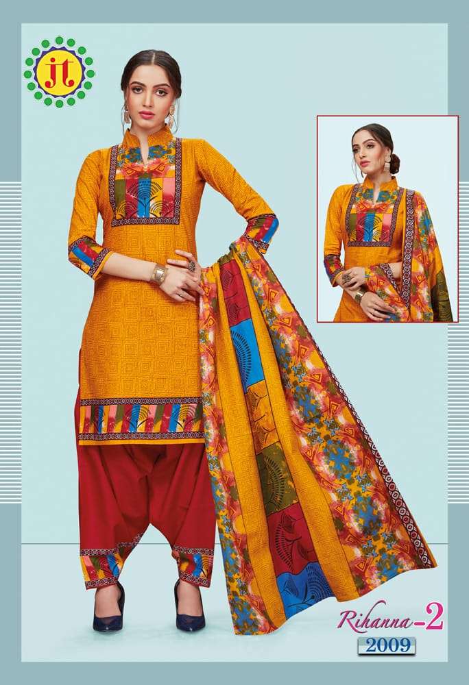 RIHANNA VOL-2 BY JT 2001 TO 2015 SERIES DESIGNER FESTIVE SUITS COLLECTION BEAUTIFUL STYLISH FANCY COLORFUL PARTY WEAR & OCCASIONAL WEAR COTTON PRINTED DRESSES AT WHOLESALE PRICE