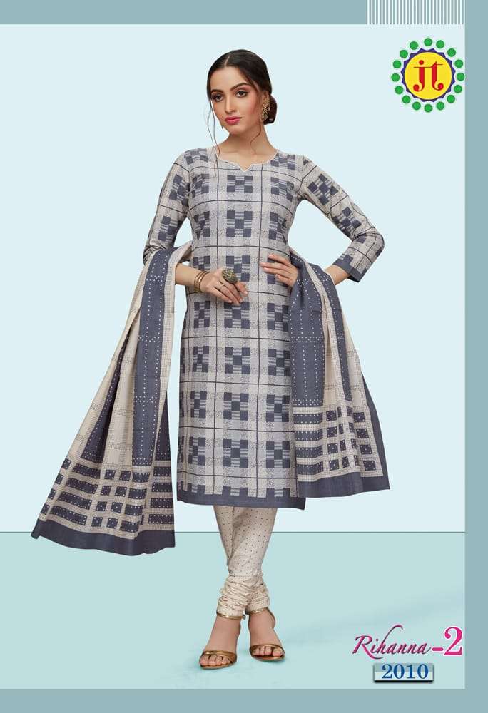 RIHANNA VOL-2 BY JT 2001 TO 2015 SERIES DESIGNER FESTIVE SUITS COLLECTION BEAUTIFUL STYLISH FANCY COLORFUL PARTY WEAR & OCCASIONAL WEAR COTTON PRINTED DRESSES AT WHOLESALE PRICE