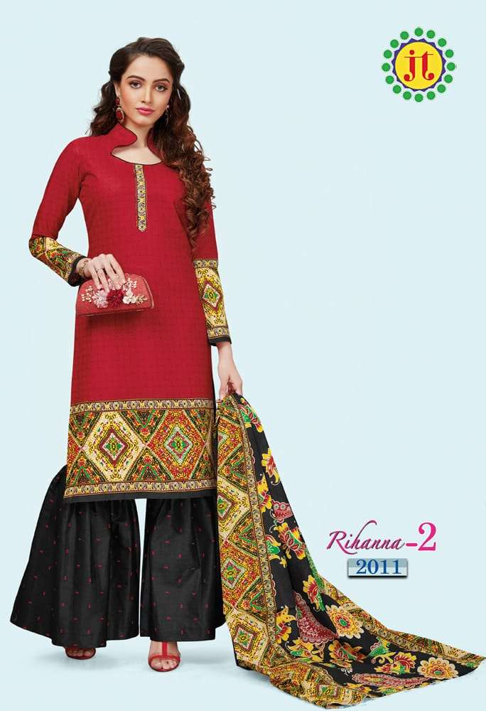 RIHANNA VOL-2 BY JT 2001 TO 2015 SERIES DESIGNER FESTIVE SUITS COLLECTION BEAUTIFUL STYLISH FANCY COLORFUL PARTY WEAR & OCCASIONAL WEAR COTTON PRINTED DRESSES AT WHOLESALE PRICE