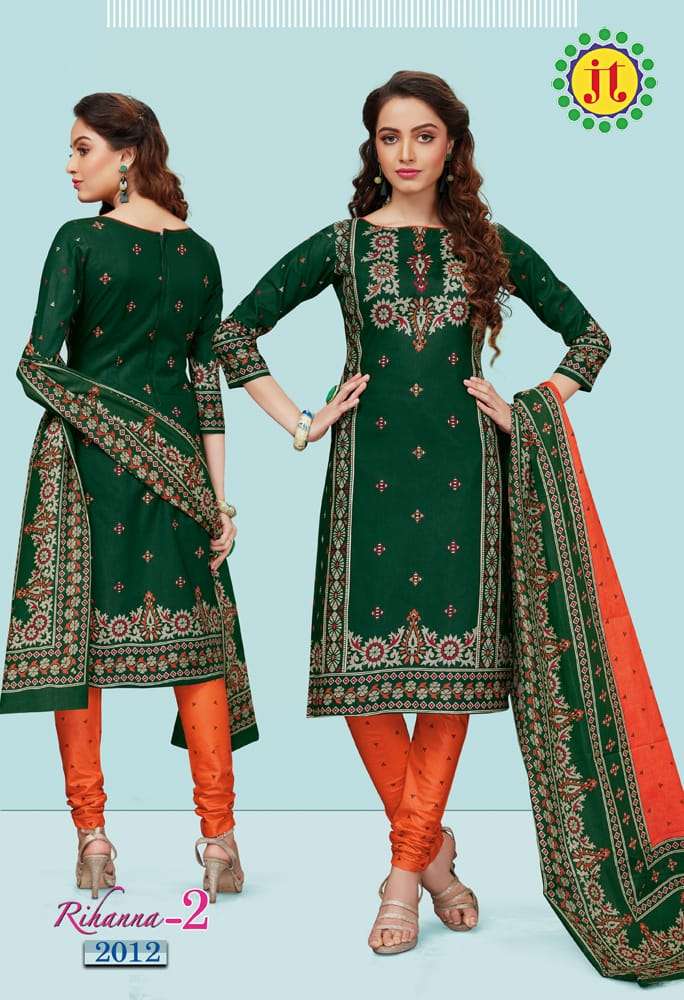 RIHANNA VOL-2 BY JT 2001 TO 2015 SERIES DESIGNER FESTIVE SUITS COLLECTION BEAUTIFUL STYLISH FANCY COLORFUL PARTY WEAR & OCCASIONAL WEAR COTTON PRINTED DRESSES AT WHOLESALE PRICE