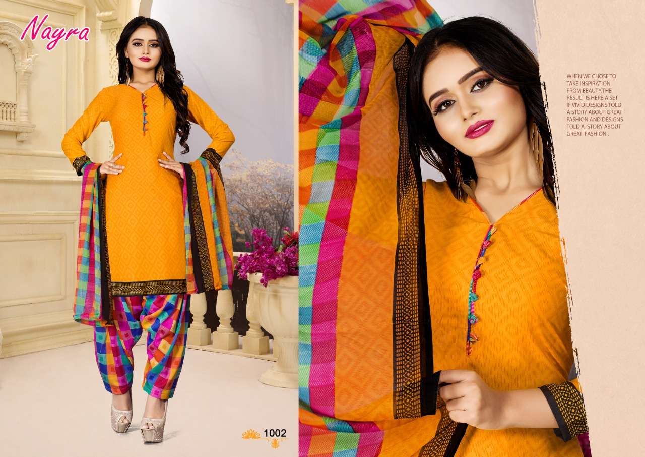 NAYRA BY PARV PRINT 1001 TO 1012 SERIES DESIGNER FESTIVE SUITS COLLECTION BEAUTIFUL STYLISH FANCY COLORFUL PARTY WEAR & OCCASIONAL WEAR AMERICAN CREPE PRINTED DRESSES AT WHOLESALE PRICE