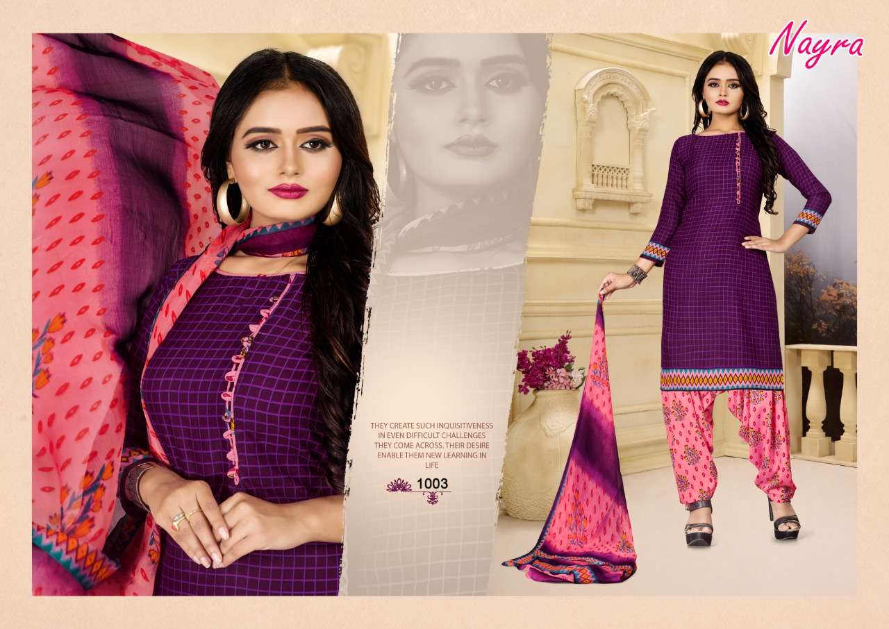 NAYRA BY PARV PRINT 1001 TO 1012 SERIES DESIGNER FESTIVE SUITS COLLECTION BEAUTIFUL STYLISH FANCY COLORFUL PARTY WEAR & OCCASIONAL WEAR AMERICAN CREPE PRINTED DRESSES AT WHOLESALE PRICE