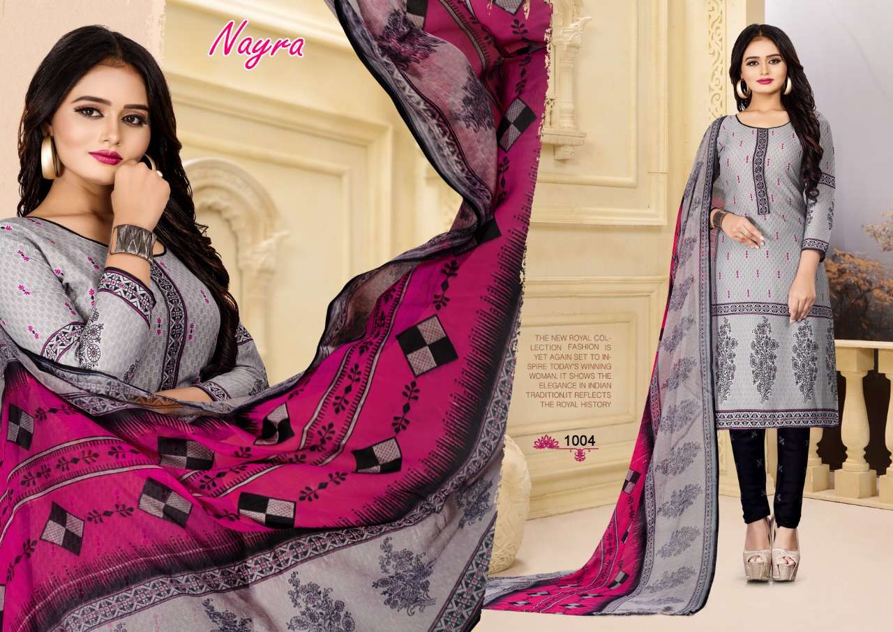 NAYRA BY PARV PRINT 1001 TO 1012 SERIES DESIGNER FESTIVE SUITS COLLECTION BEAUTIFUL STYLISH FANCY COLORFUL PARTY WEAR & OCCASIONAL WEAR AMERICAN CREPE PRINTED DRESSES AT WHOLESALE PRICE