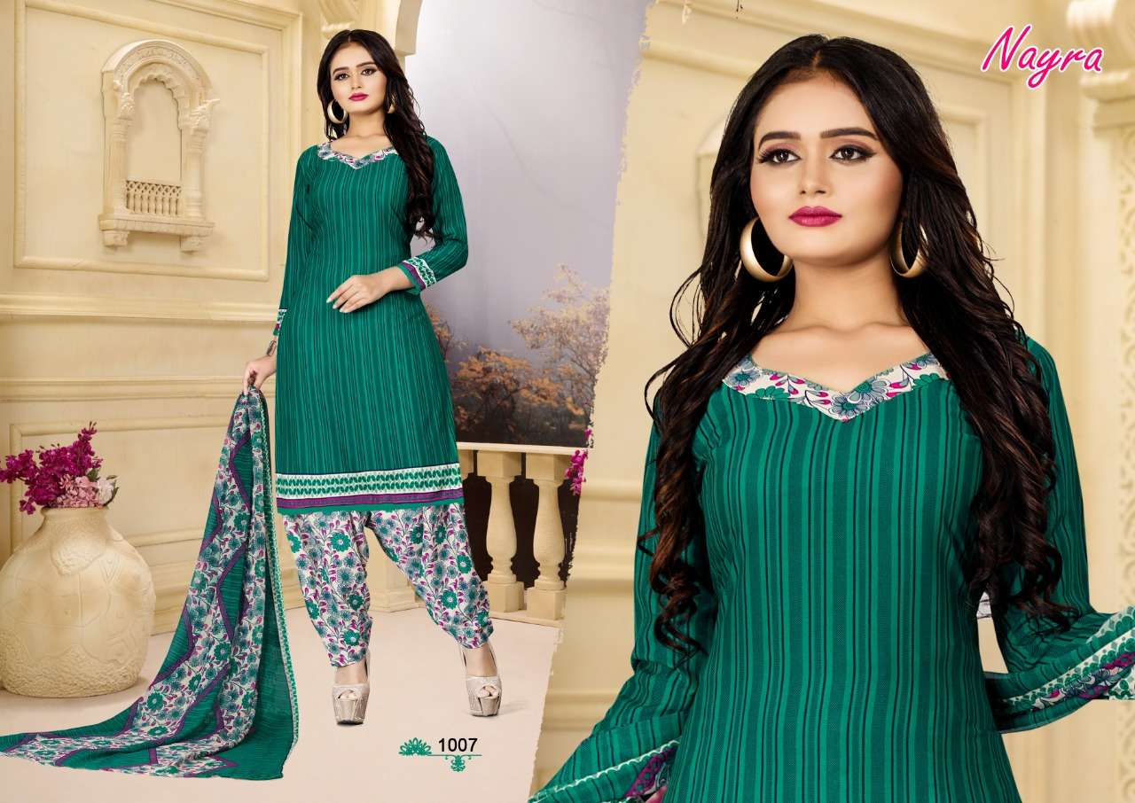 NAYRA BY PARV PRINT 1001 TO 1012 SERIES DESIGNER FESTIVE SUITS COLLECTION BEAUTIFUL STYLISH FANCY COLORFUL PARTY WEAR & OCCASIONAL WEAR AMERICAN CREPE PRINTED DRESSES AT WHOLESALE PRICE