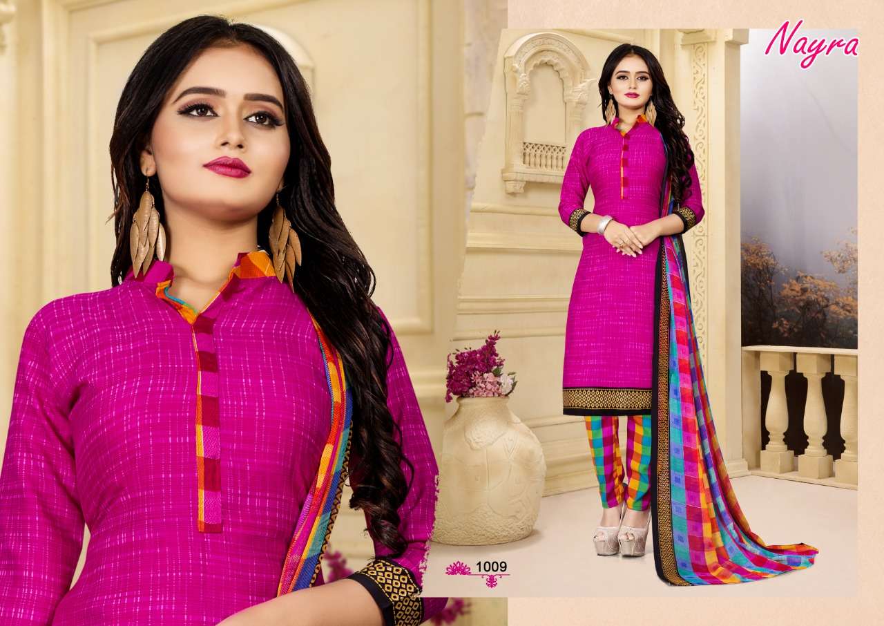 NAYRA BY PARV PRINT 1001 TO 1012 SERIES DESIGNER FESTIVE SUITS COLLECTION BEAUTIFUL STYLISH FANCY COLORFUL PARTY WEAR & OCCASIONAL WEAR AMERICAN CREPE PRINTED DRESSES AT WHOLESALE PRICE