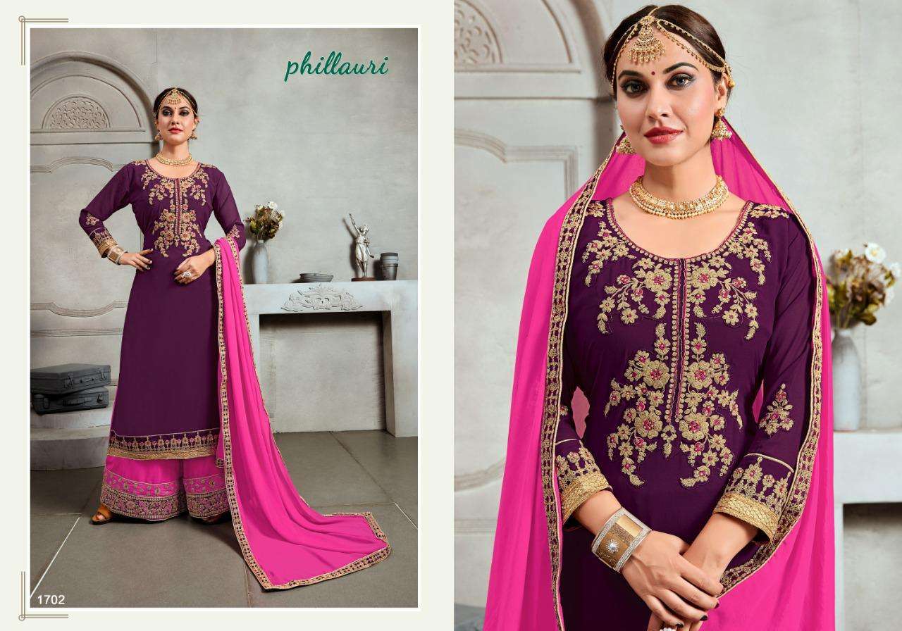 PHILLAURI VOL-17 BY PHILLAURI 1701 TO 1704 SERIES DESIGNER SUITS COLLECTION BEAUTIFUL STYLISH FANCY COLORFUL PARTY WEAR & OCCASIONAL WEAR BLOOMING GEORGETTE EMBROIDERED DRESSES AT WHOLESALE PRICE