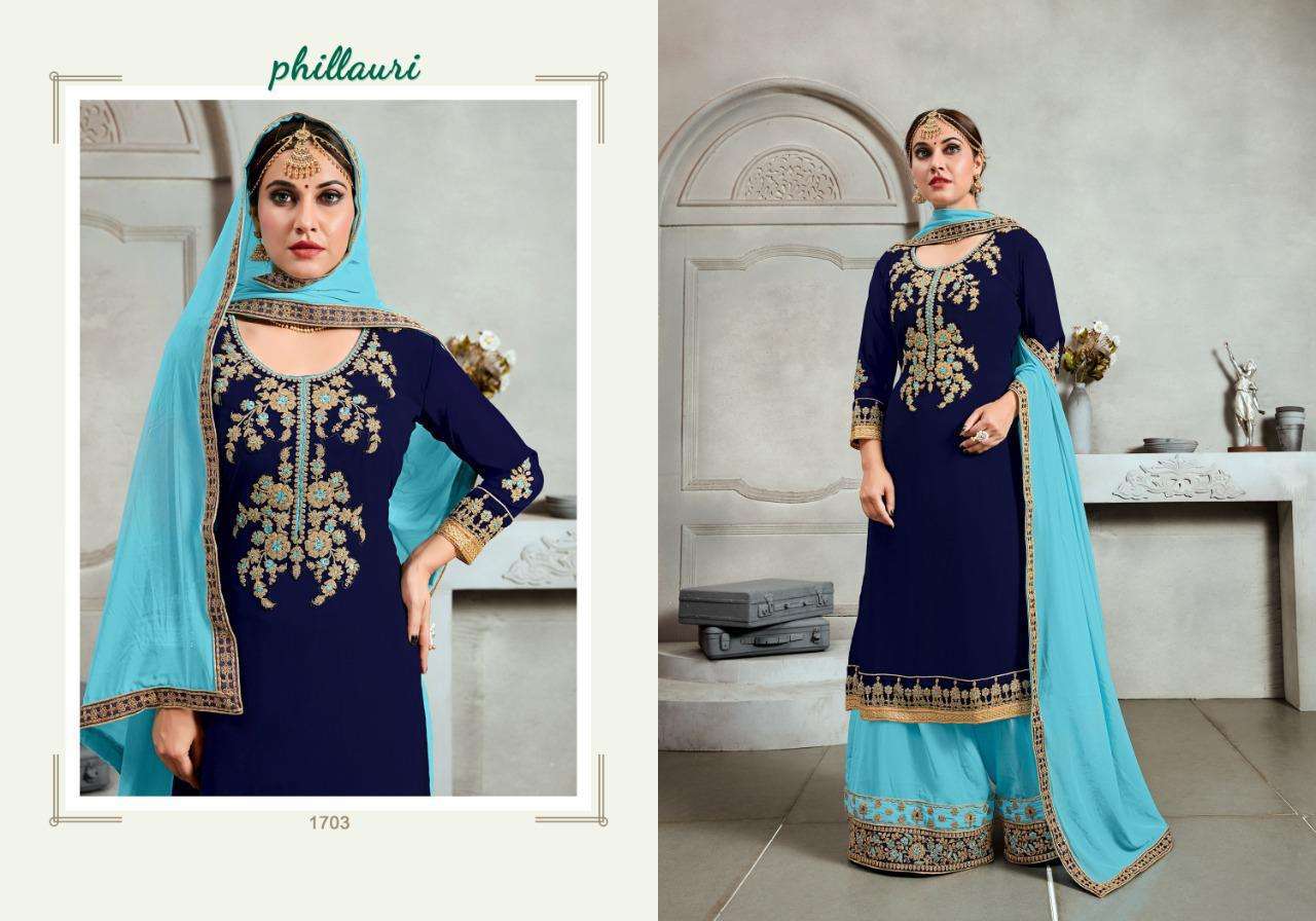 PHILLAURI VOL-17 BY PHILLAURI 1701 TO 1704 SERIES DESIGNER SUITS COLLECTION BEAUTIFUL STYLISH FANCY COLORFUL PARTY WEAR & OCCASIONAL WEAR BLOOMING GEORGETTE EMBROIDERED DRESSES AT WHOLESALE PRICE