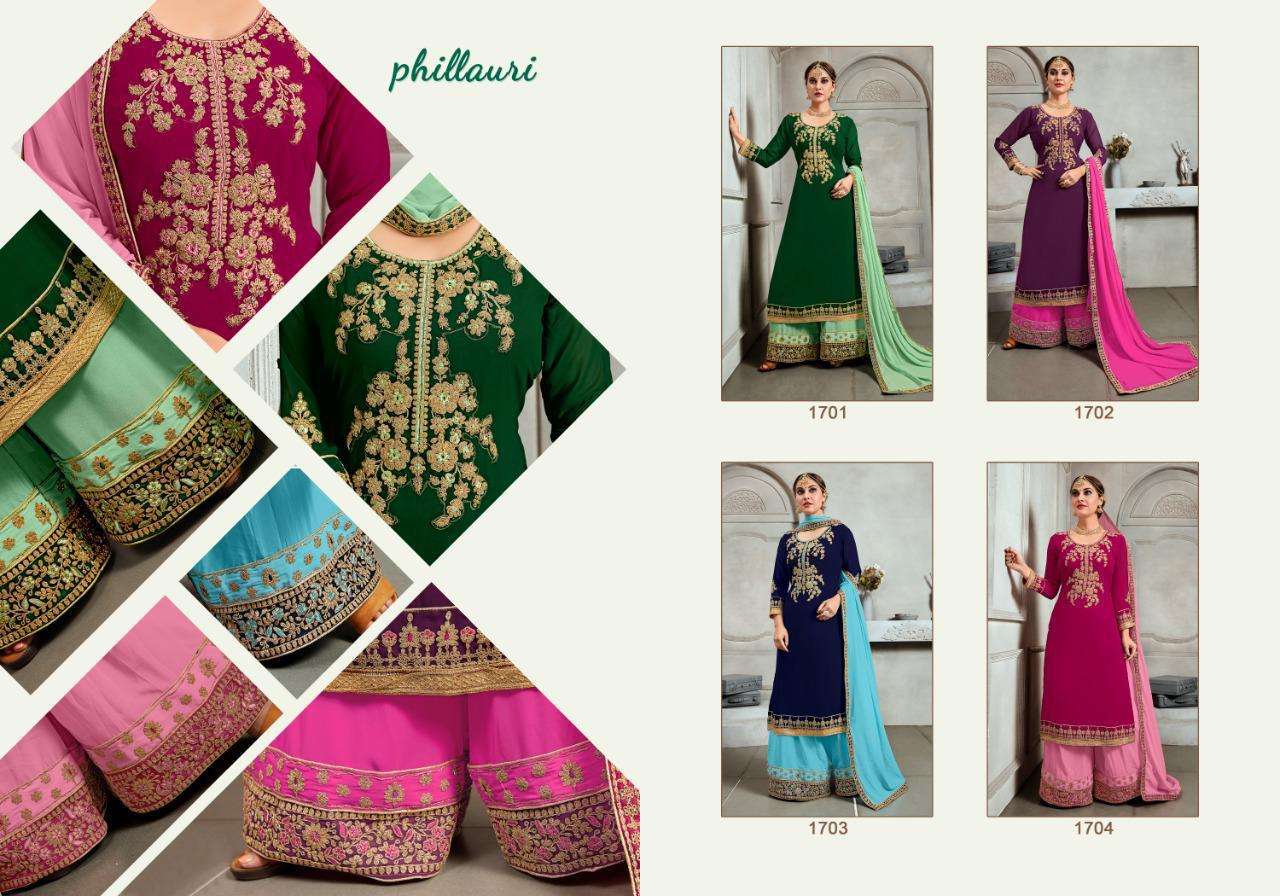 PHILLAURI VOL-17 BY PHILLAURI 1701 TO 1704 SERIES DESIGNER SUITS COLLECTION BEAUTIFUL STYLISH FANCY COLORFUL PARTY WEAR & OCCASIONAL WEAR BLOOMING GEORGETTE EMBROIDERED DRESSES AT WHOLESALE PRICE