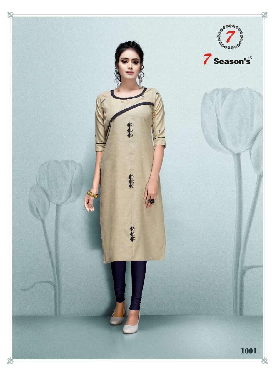 TIK TOK BY 7 SEASON 1001 TO 1005 SERIES BEAUTIFUL COLORFUL STYLISH FANCY CASUAL WEAR & ETHNIC WEAR & READY TO WEAR COTTON PRINTED KURTIS AT WHOLESALE PRICE