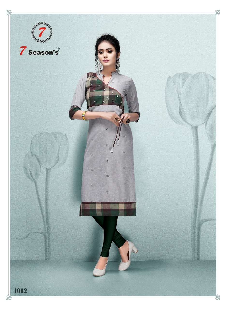 TIK TOK BY 7 SEASON 1001 TO 1005 SERIES BEAUTIFUL COLORFUL STYLISH FANCY CASUAL WEAR & ETHNIC WEAR & READY TO WEAR COTTON PRINTED KURTIS AT WHOLESALE PRICE
