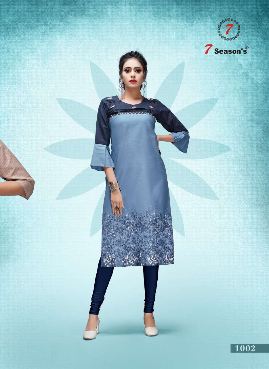 SILAAY MACHINE BY 7 SEASON 1001 TO 1006 SERIES BEAUTIFUL COLORFUL STYLISH FANCY CASUAL WEAR & ETHNIC WEAR & READY TO WEAR COTTON FABRIC KURTIS AT WHOLESALE PRICE
