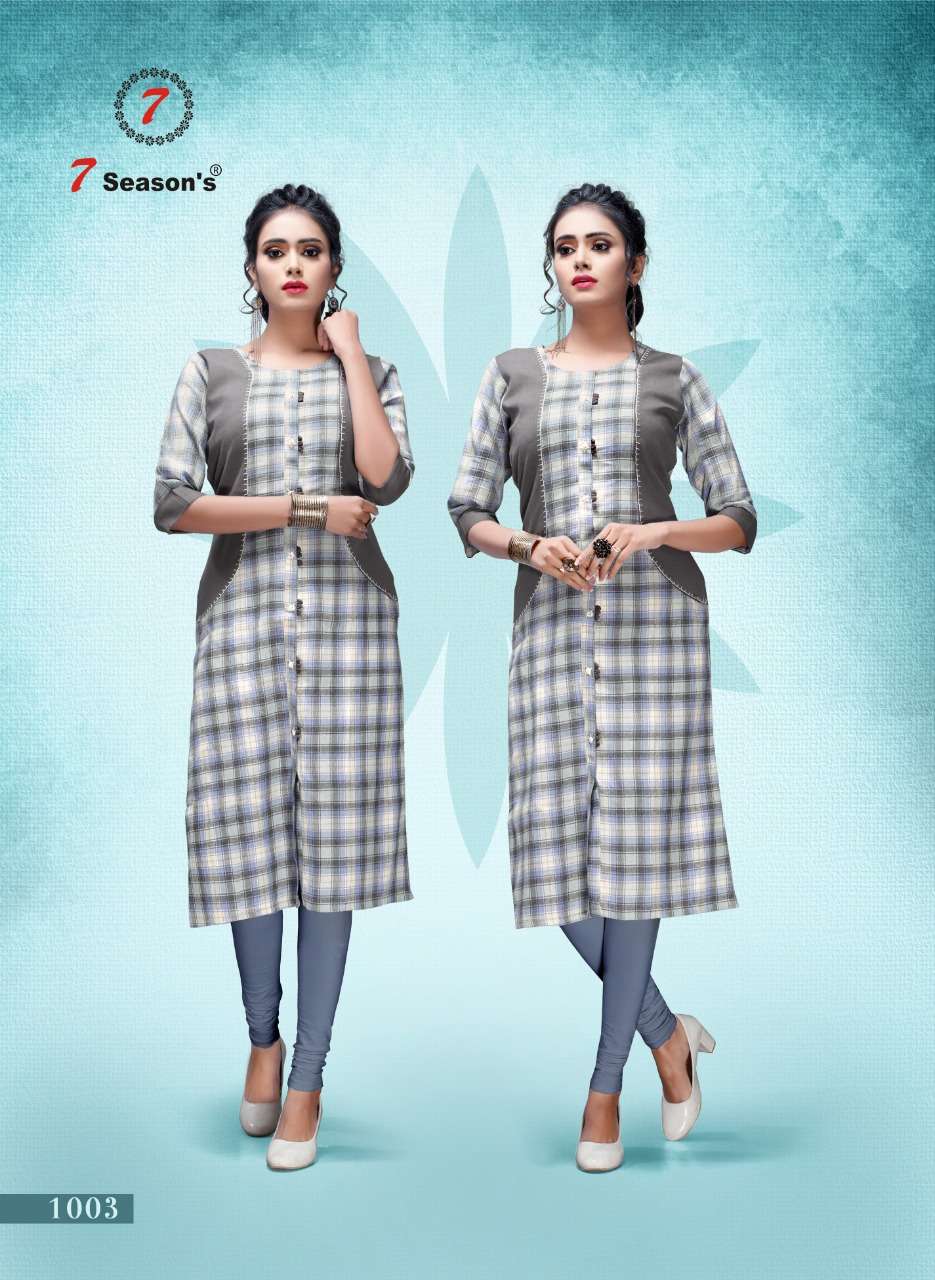 SILAAY MACHINE BY 7 SEASON 1001 TO 1006 SERIES BEAUTIFUL COLORFUL STYLISH FANCY CASUAL WEAR & ETHNIC WEAR & READY TO WEAR COTTON FABRIC KURTIS AT WHOLESALE PRICE