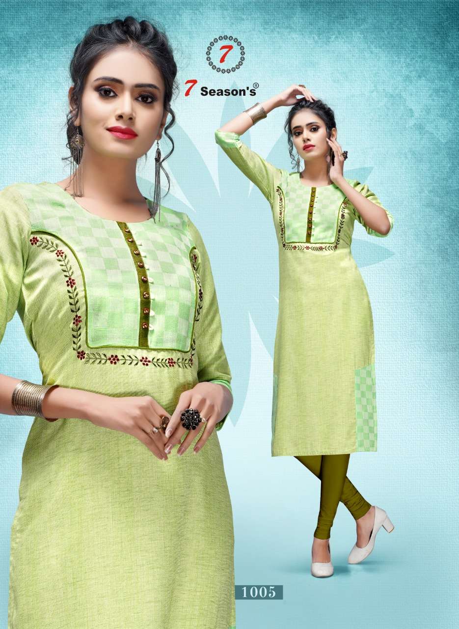 SILAAY MACHINE BY 7 SEASON 1001 TO 1006 SERIES BEAUTIFUL COLORFUL STYLISH FANCY CASUAL WEAR & ETHNIC WEAR & READY TO WEAR COTTON FABRIC KURTIS AT WHOLESALE PRICE