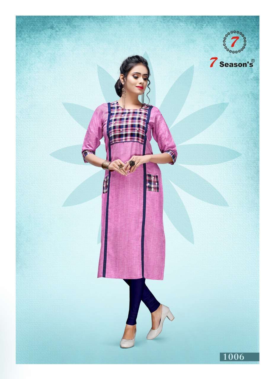 SILAAY MACHINE BY 7 SEASON 1001 TO 1006 SERIES BEAUTIFUL COLORFUL STYLISH FANCY CASUAL WEAR & ETHNIC WEAR & READY TO WEAR COTTON FABRIC KURTIS AT WHOLESALE PRICE