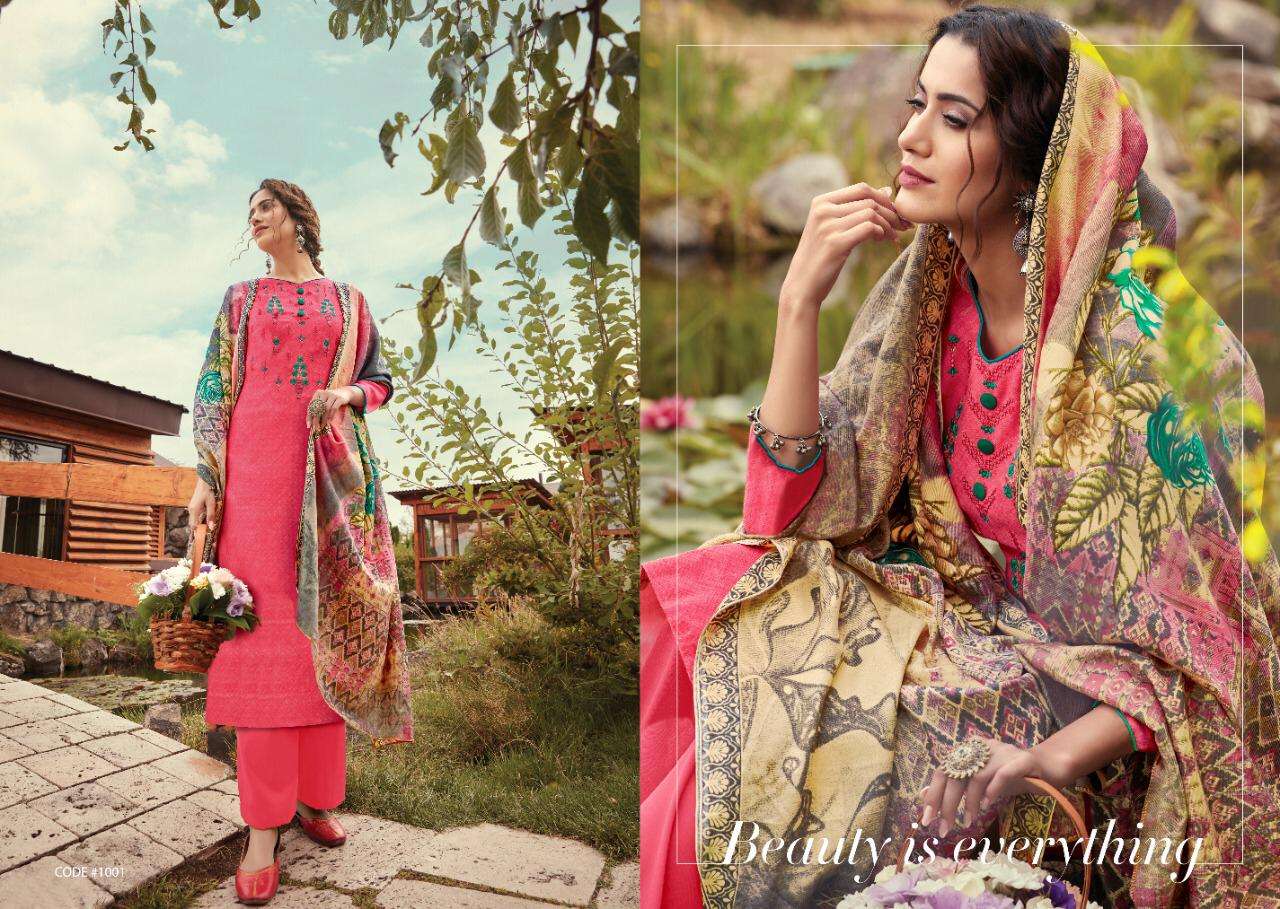 NARGIS BY KAY VEE 1001 TO 1008 SERIES BEAUTIFUL SUITS COLORFUL STYLISH FANCY CASUAL WEAR & ETHNIC WEAR PURE PASHMINA PRINTED WITH EMBROIDERY DRESSES AT WHOLESALE PRICE