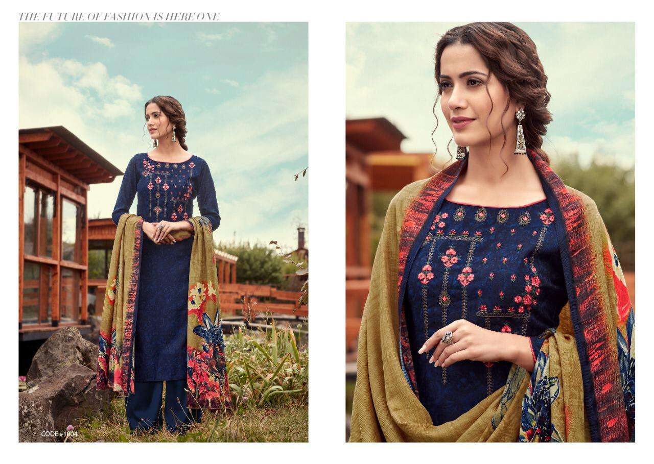 NARGIS BY KAY VEE 1001 TO 1008 SERIES BEAUTIFUL SUITS COLORFUL STYLISH FANCY CASUAL WEAR & ETHNIC WEAR PURE PASHMINA PRINTED WITH EMBROIDERY DRESSES AT WHOLESALE PRICE