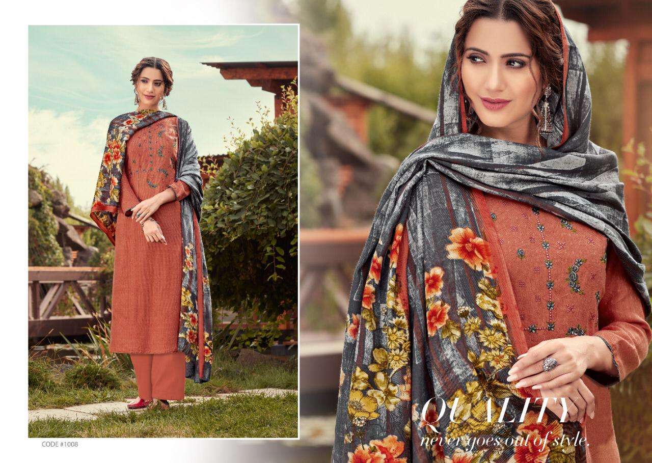 NARGIS BY KAY VEE 1001 TO 1008 SERIES BEAUTIFUL SUITS COLORFUL STYLISH FANCY CASUAL WEAR & ETHNIC WEAR PURE PASHMINA PRINTED WITH EMBROIDERY DRESSES AT WHOLESALE PRICE
