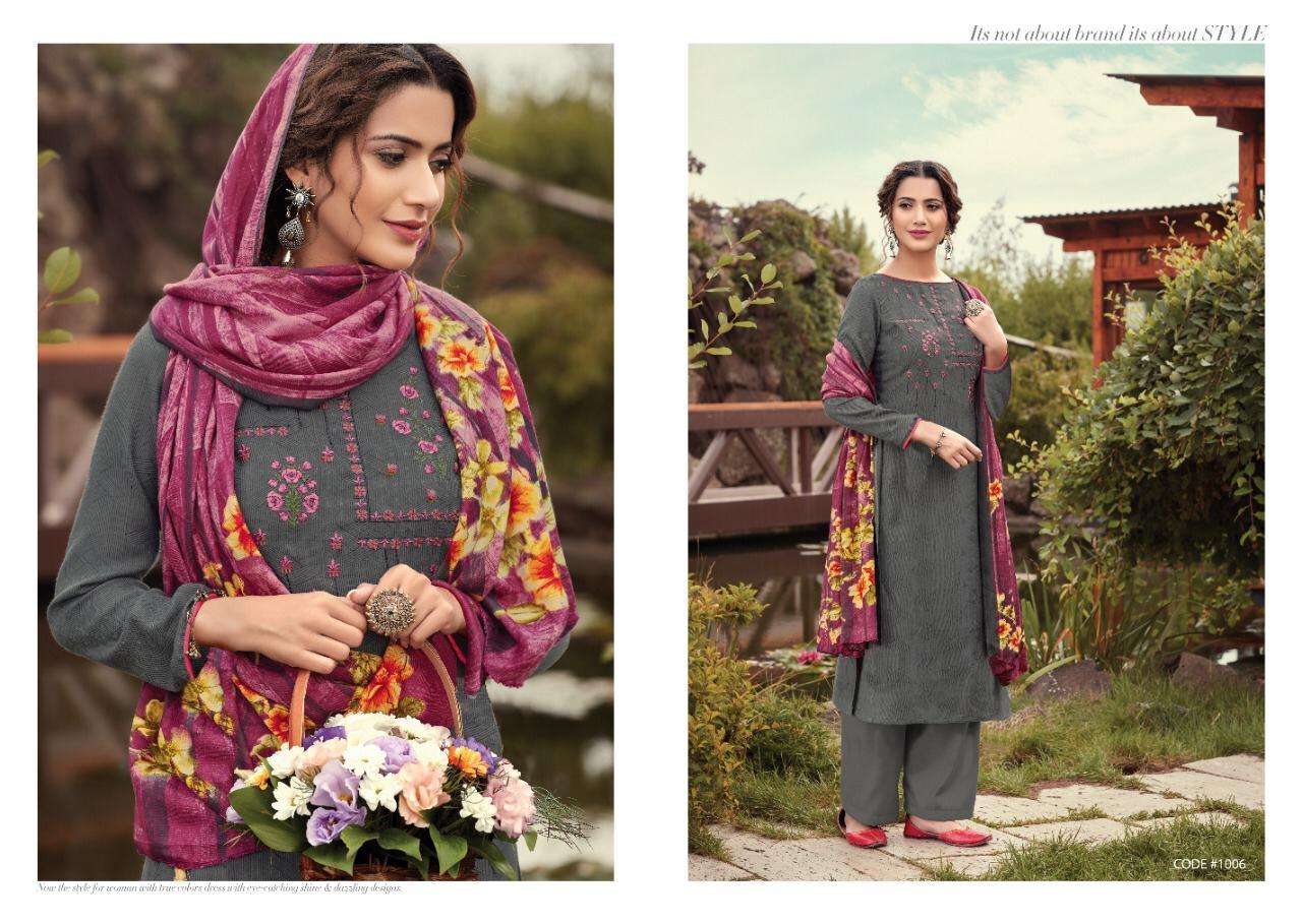 NARGIS BY KAY VEE 1001 TO 1008 SERIES BEAUTIFUL SUITS COLORFUL STYLISH FANCY CASUAL WEAR & ETHNIC WEAR PURE PASHMINA PRINTED WITH EMBROIDERY DRESSES AT WHOLESALE PRICE