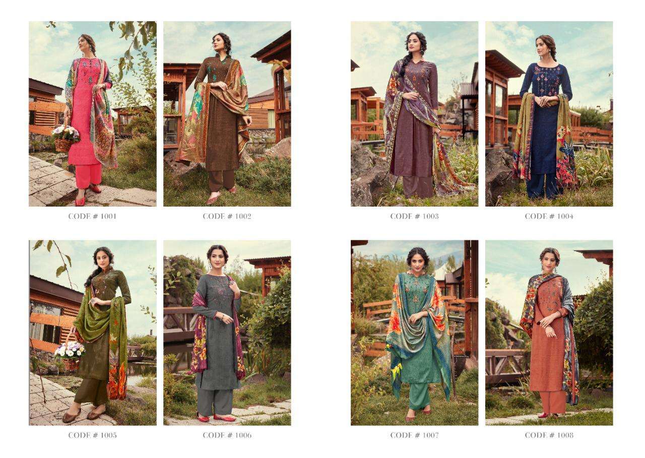 NARGIS BY KAY VEE 1001 TO 1008 SERIES BEAUTIFUL SUITS COLORFUL STYLISH FANCY CASUAL WEAR & ETHNIC WEAR PURE PASHMINA PRINTED WITH EMBROIDERY DRESSES AT WHOLESALE PRICE