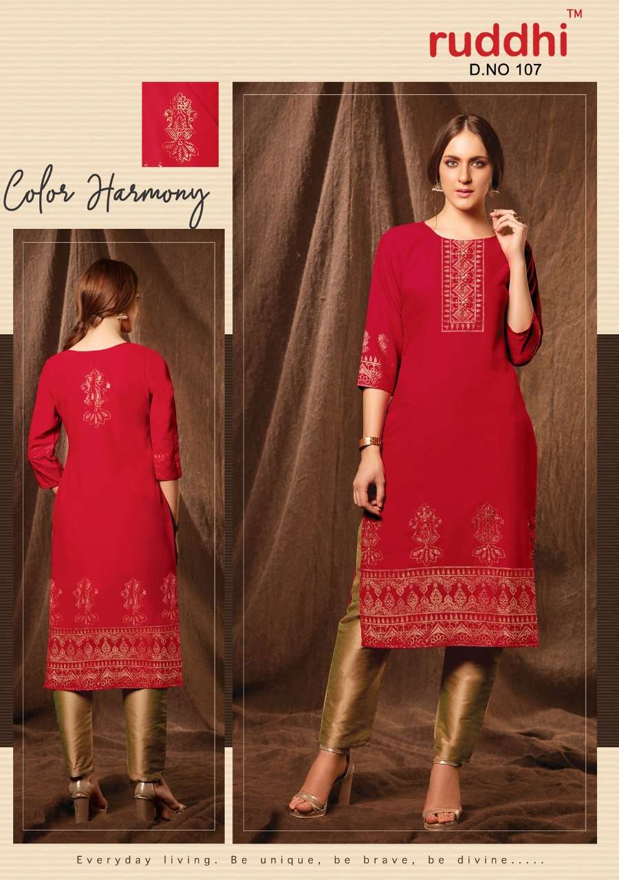 GRACE VOL-2 BY RUDDHI DRESSLINE 101 TO 108 SERIES BEAUTIFUL STYLISH FANCY COLORFUL CASUAL WEAR & ETHNIC WEAR & READY TO WEAR PURE RAYON FOIL KURTIS WITH BOTTOM AT WHOLESALE PRICE
